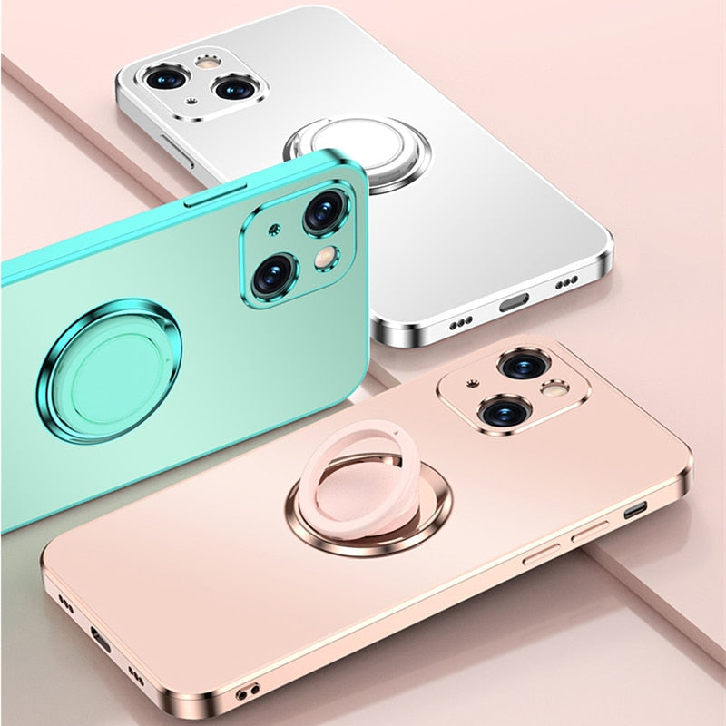 Plated & Square iPhone Case with Metal Ring – Fonally